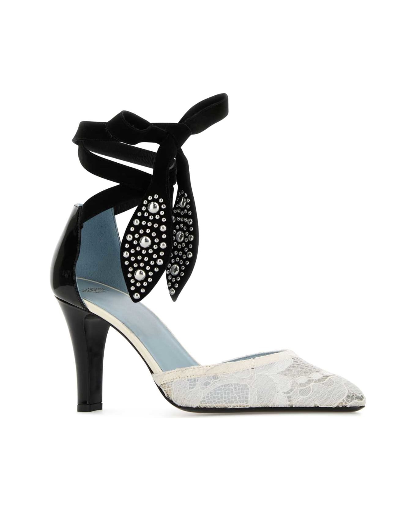 Two-tone Lace And Leather Foliefoliage Pumps - 2