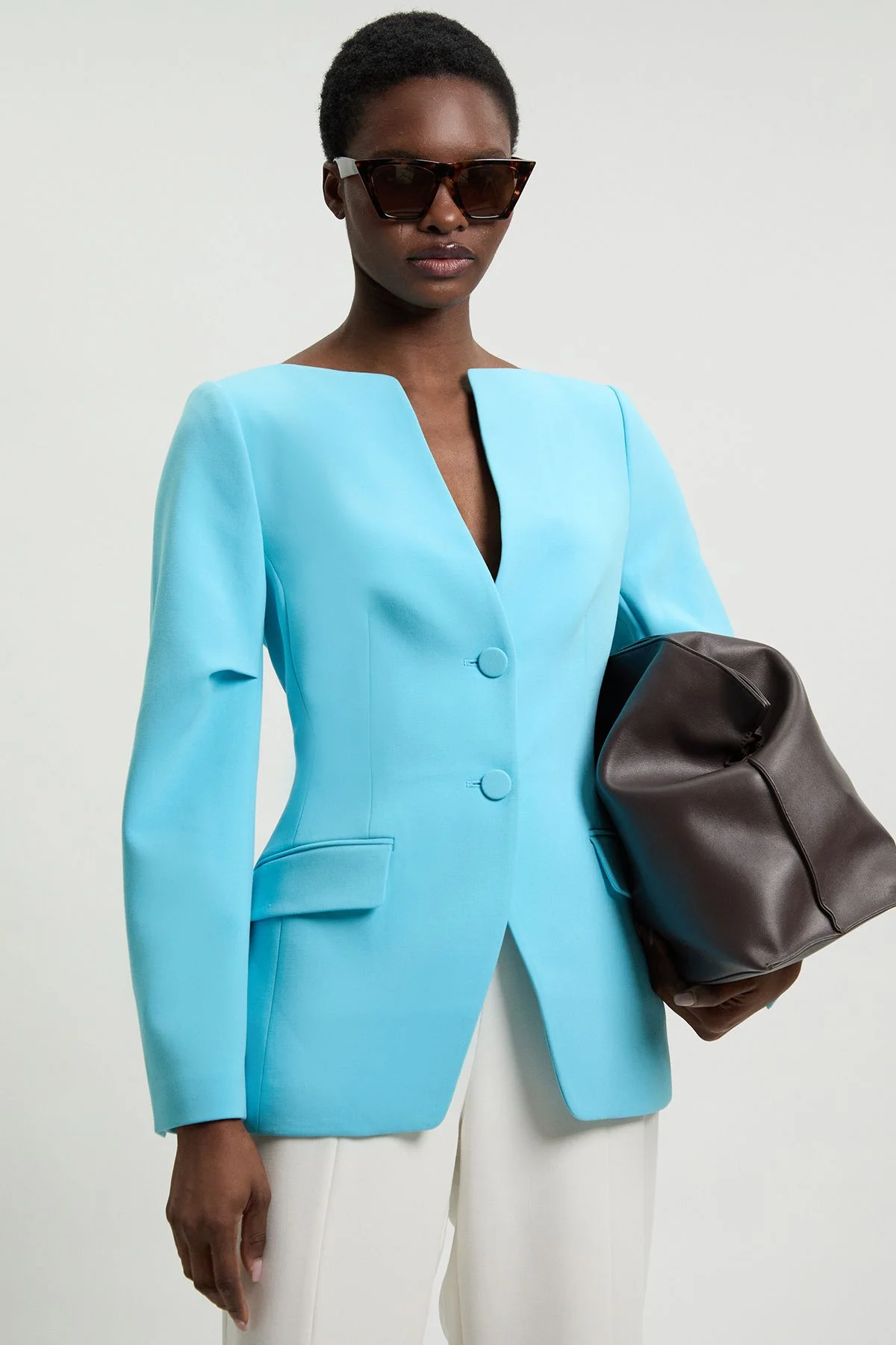 Compact Stretch Tailored Single Breast Blazer - 1