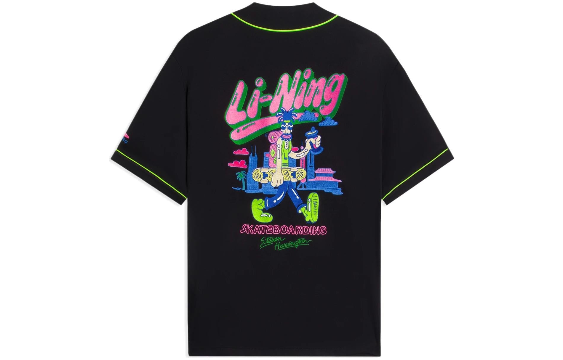 Li-Ning x Steven Harrington Graphic Baseball Shirt 'Black' AFDSC23-1 - 2