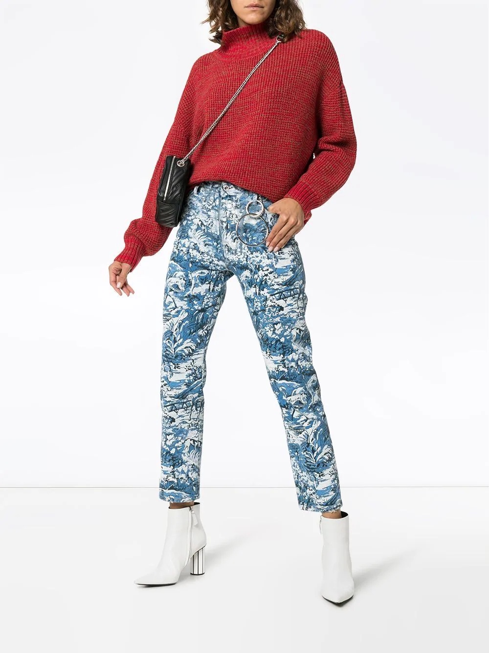 floral-print straight-leg jeans - 2