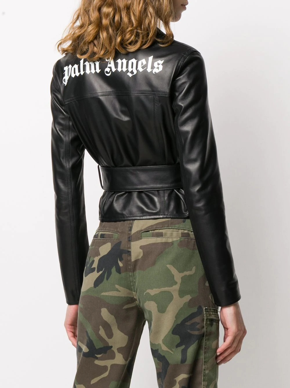 logo printed biker jacket - 4