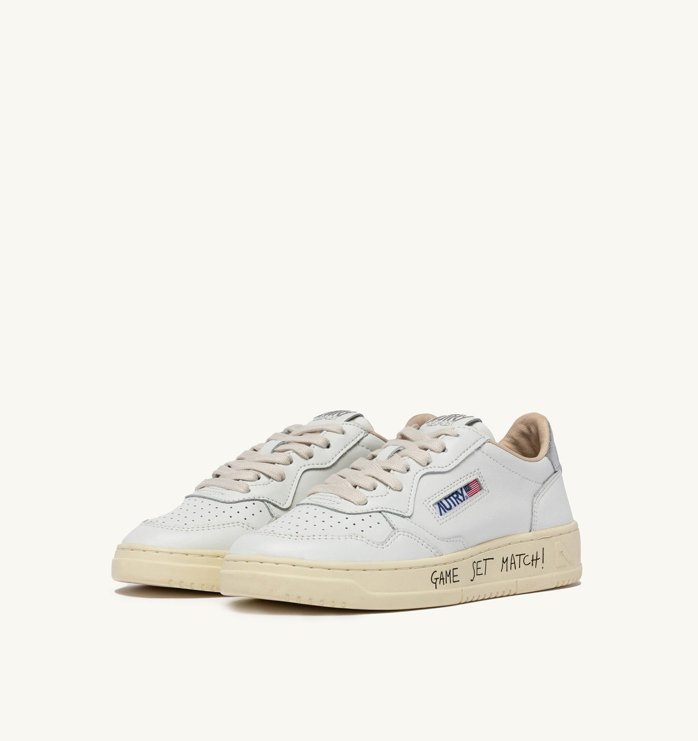 MEDALIST LOW SNEAKERS IN WHITE AND SILVER LEATHER WITH LETTERING - 2