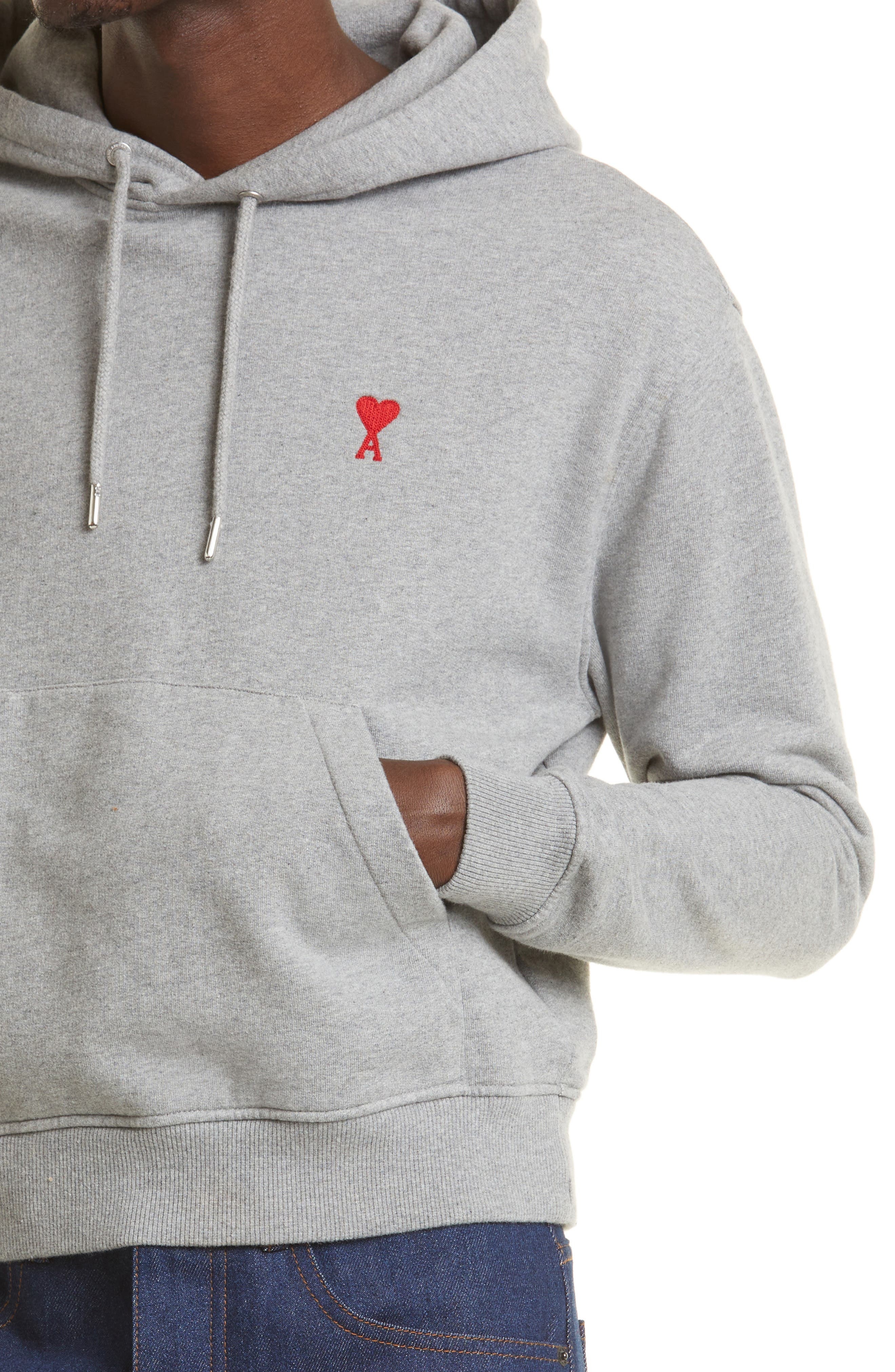 AMI PARIS AMI Alexandre Mattiussi Ami De Coeur Oversize Organic Cotton Hoodie in Heather Grey/055 at - 4
