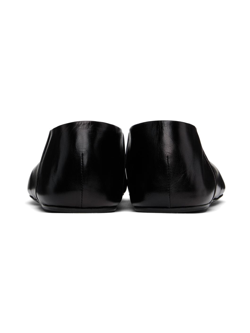 Black Leather Ballerina Flats - 2