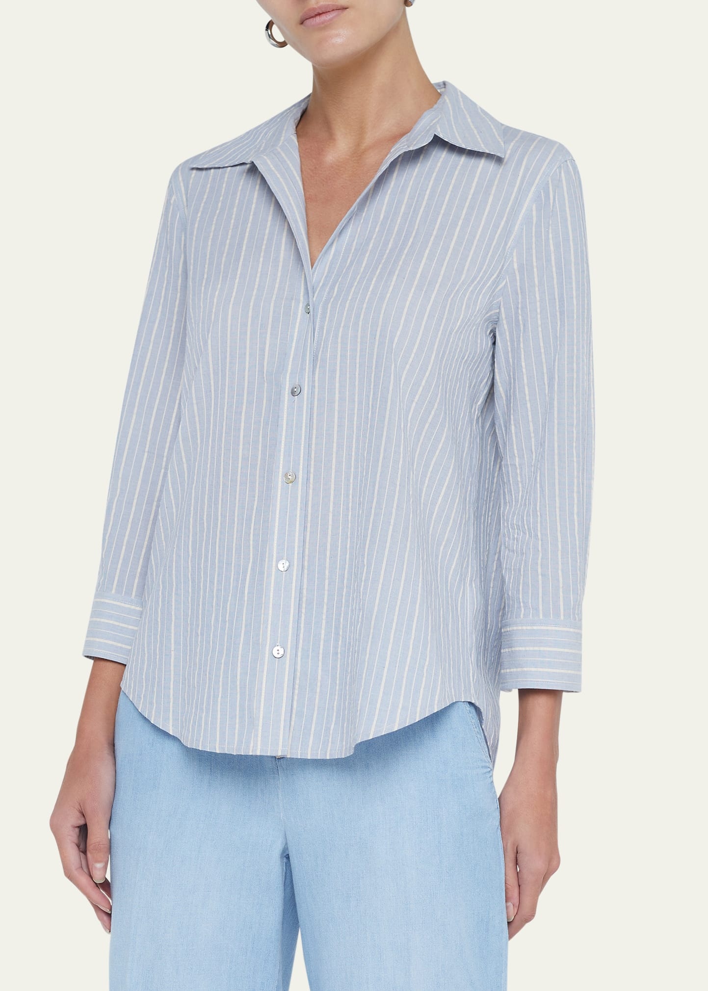 Daniella Striped Three-Quarter Sleeve Shirt - 5