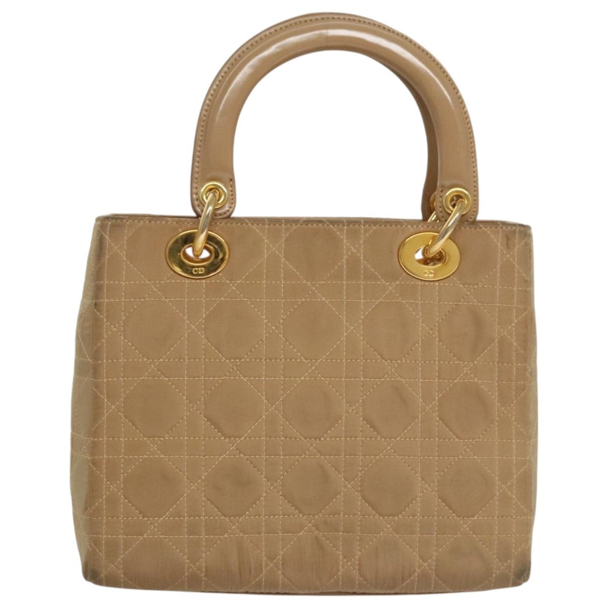 DIOR Canage Hand Bag Nylon Beige Gold - 3