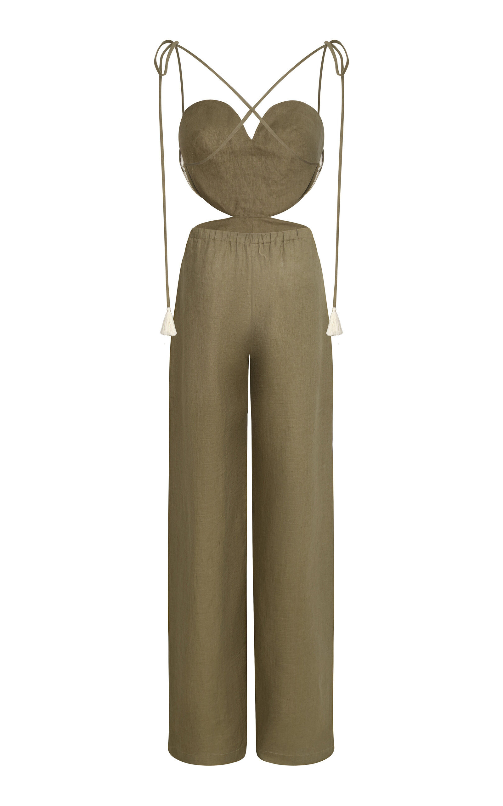 Zinnia Embroidered Linen Jumpsuit green - 3