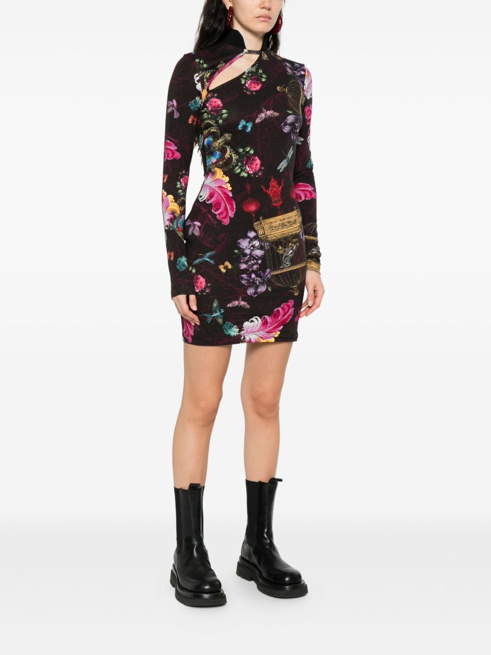 floral-print mini dress - 3