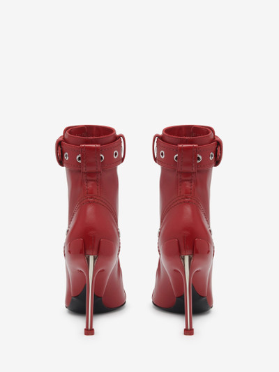 Alexander McQueen Women's Slash Biker Boot in Blood Red/silver outlook