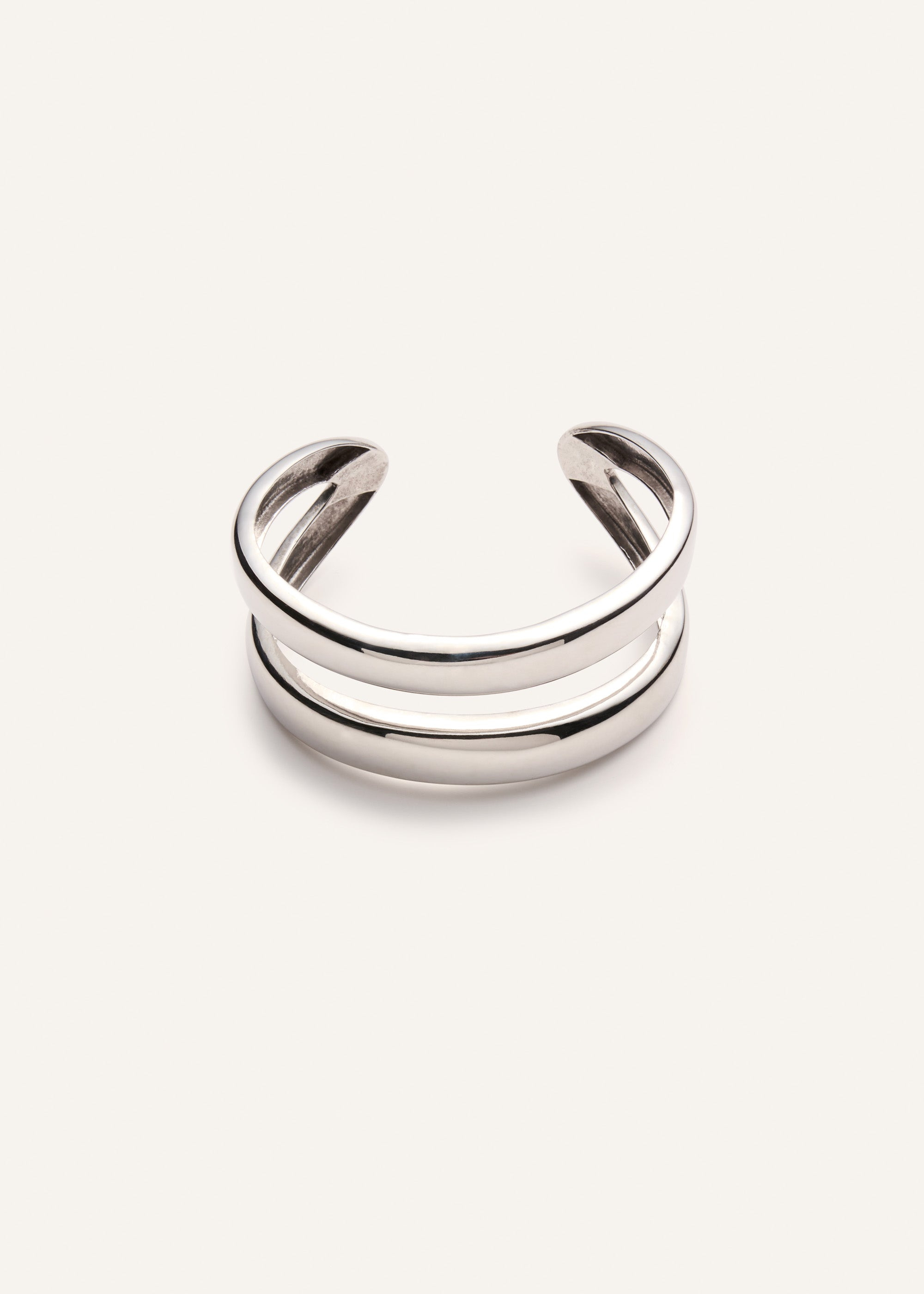 Double-row cuff bracelet in silver - 1