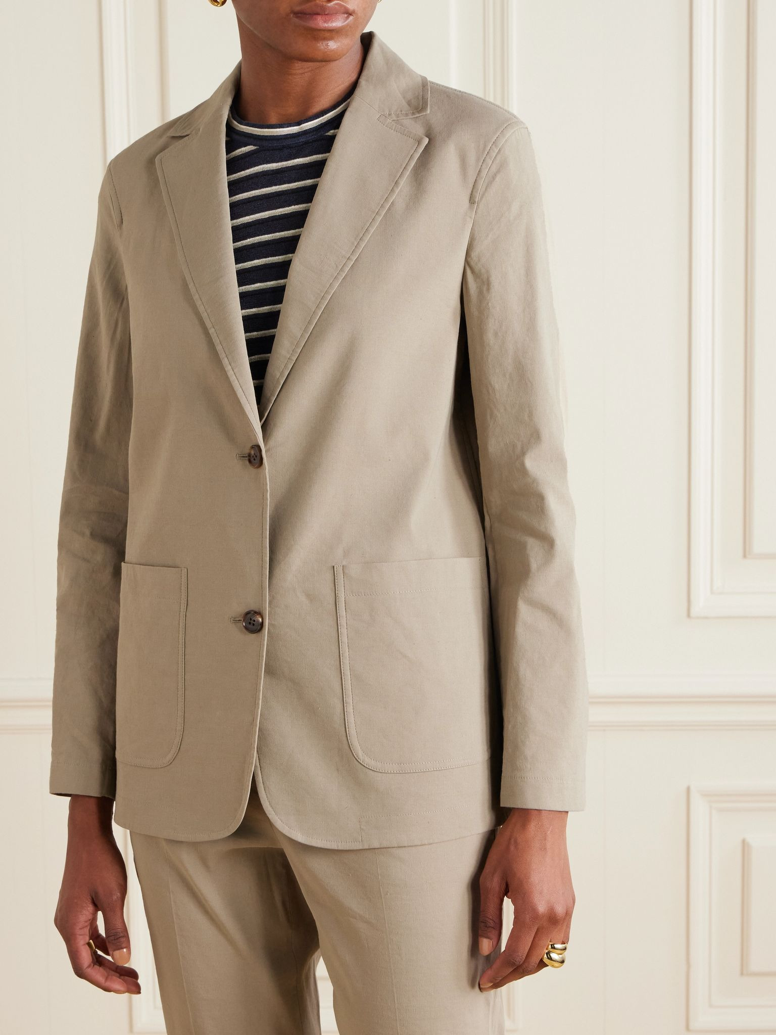 Linen-blend blazer Taupe - 3
