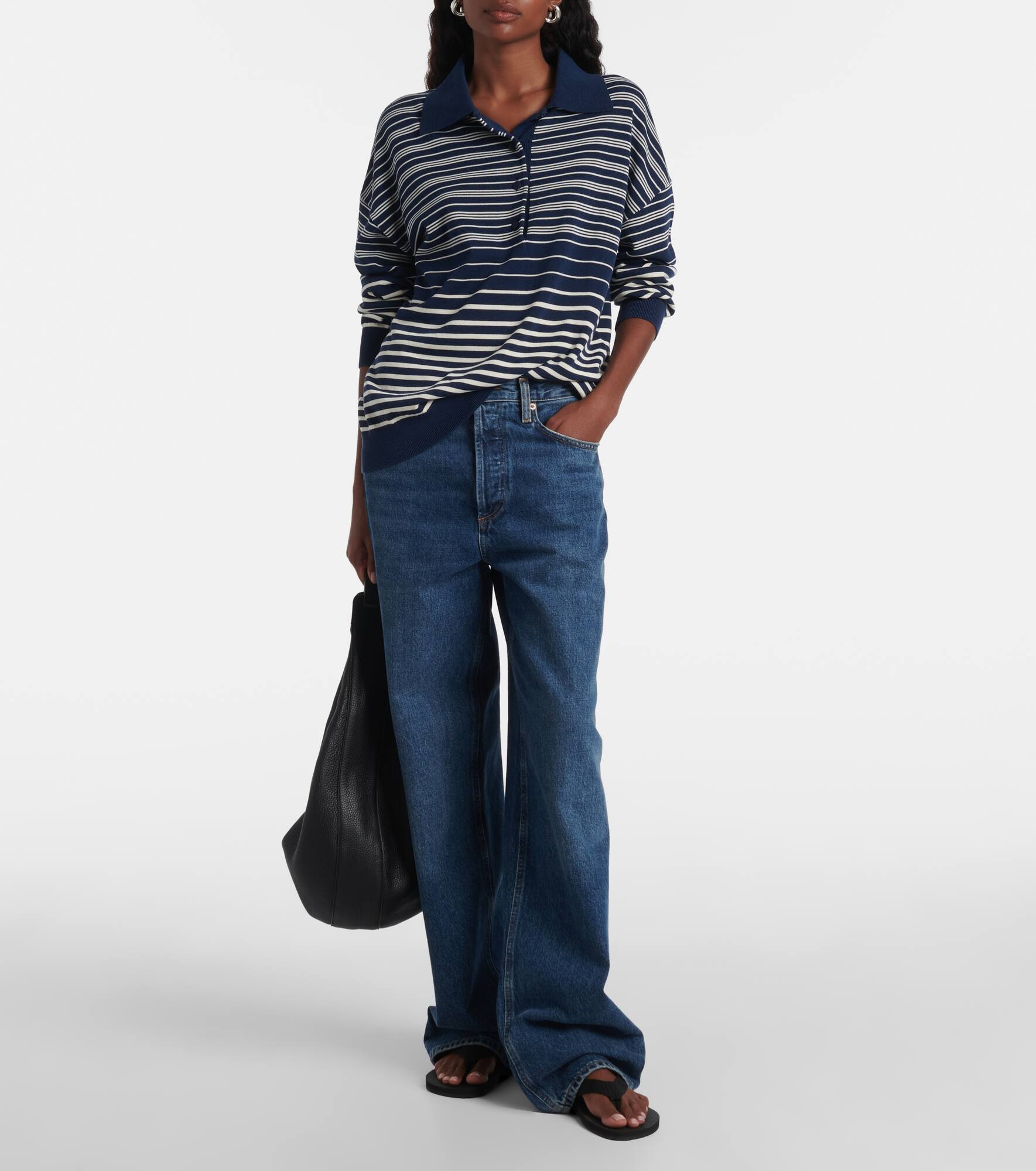 Harlow striped oversized polo sweater - 2