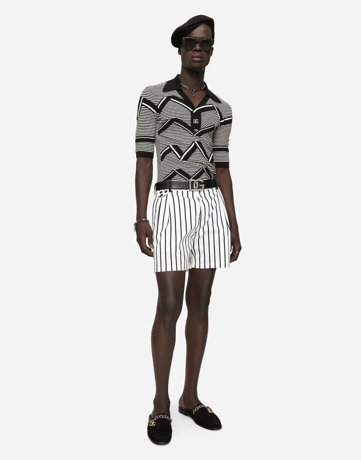 Striped stretch cotton shorts - 5