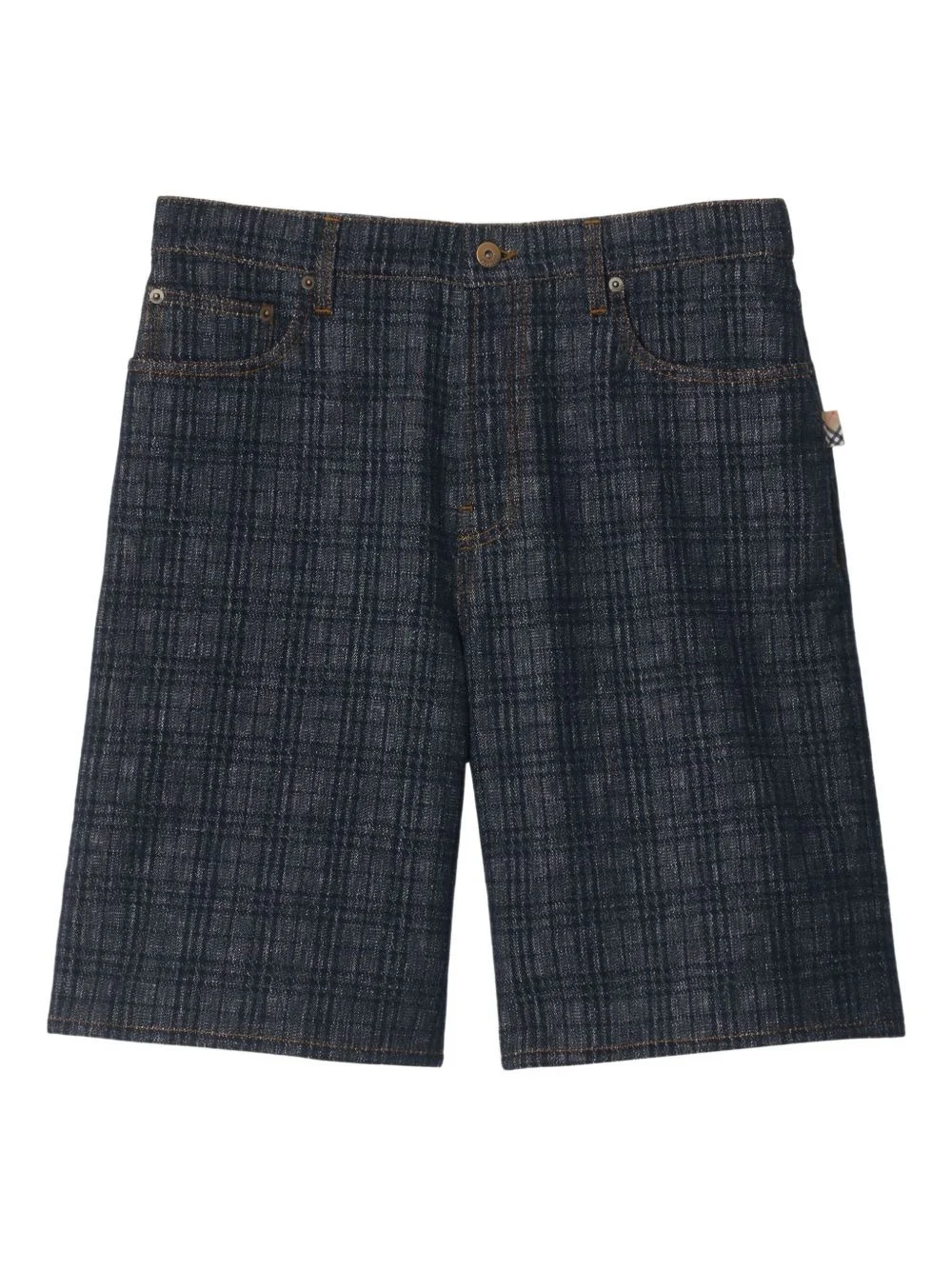 check denim shorts - 1