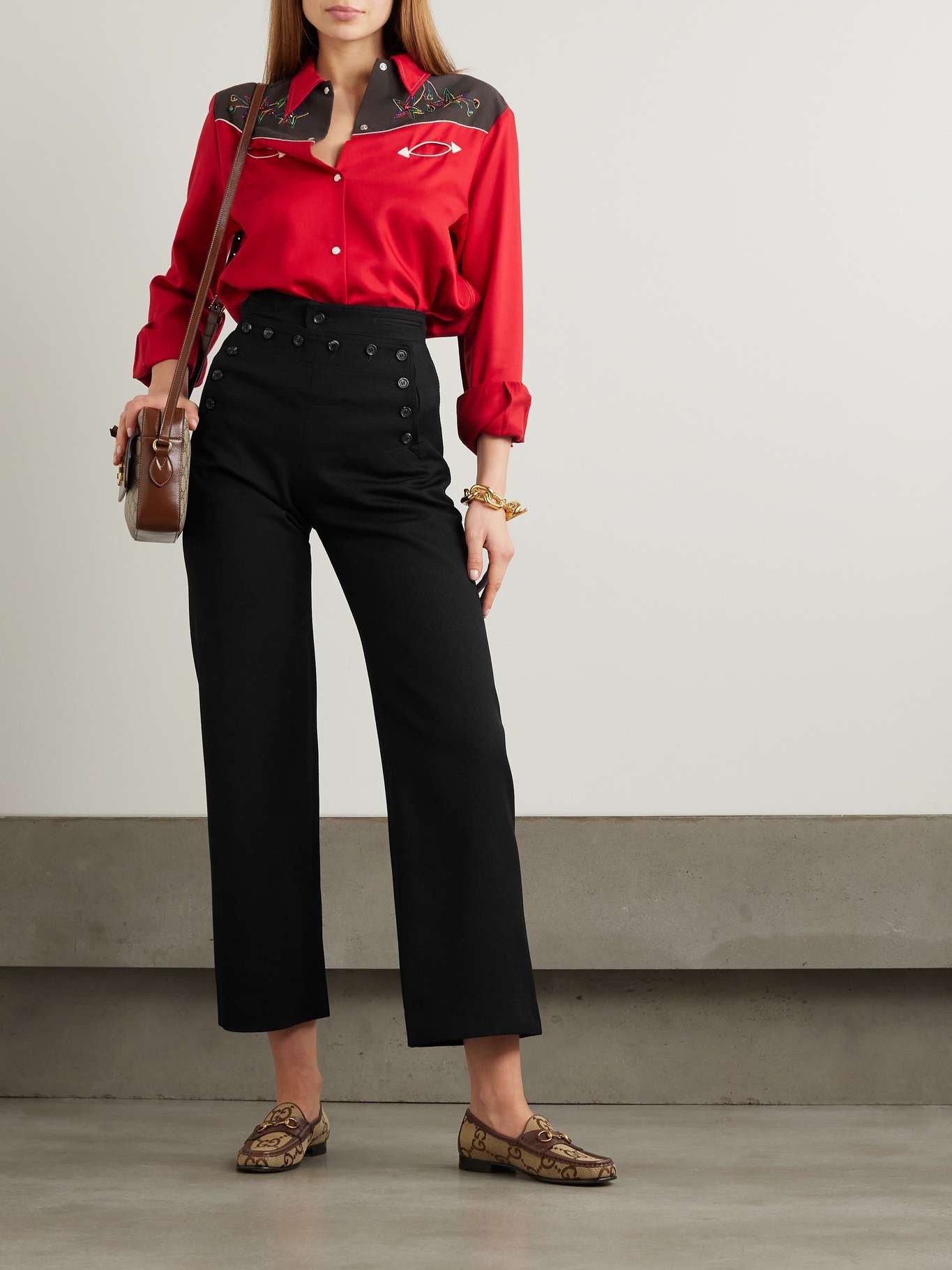 Sailor wool-twill wide-leg pants - 2
