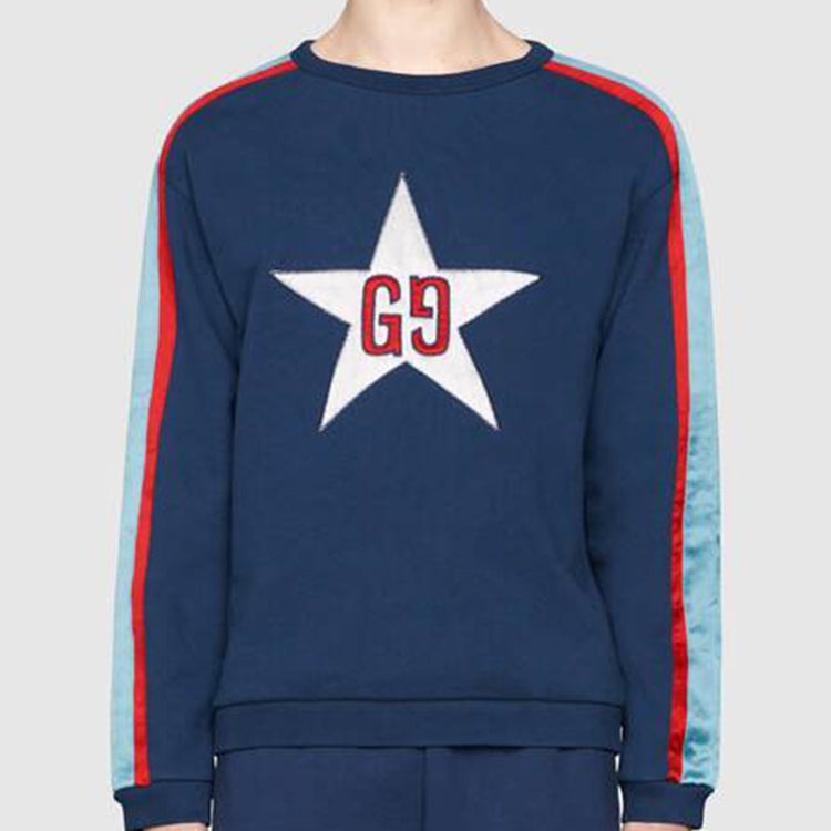 Gucci GG Star Design Crewneck Sweatshirt 'Blue' 576065-XJBBQ-4429 - 4