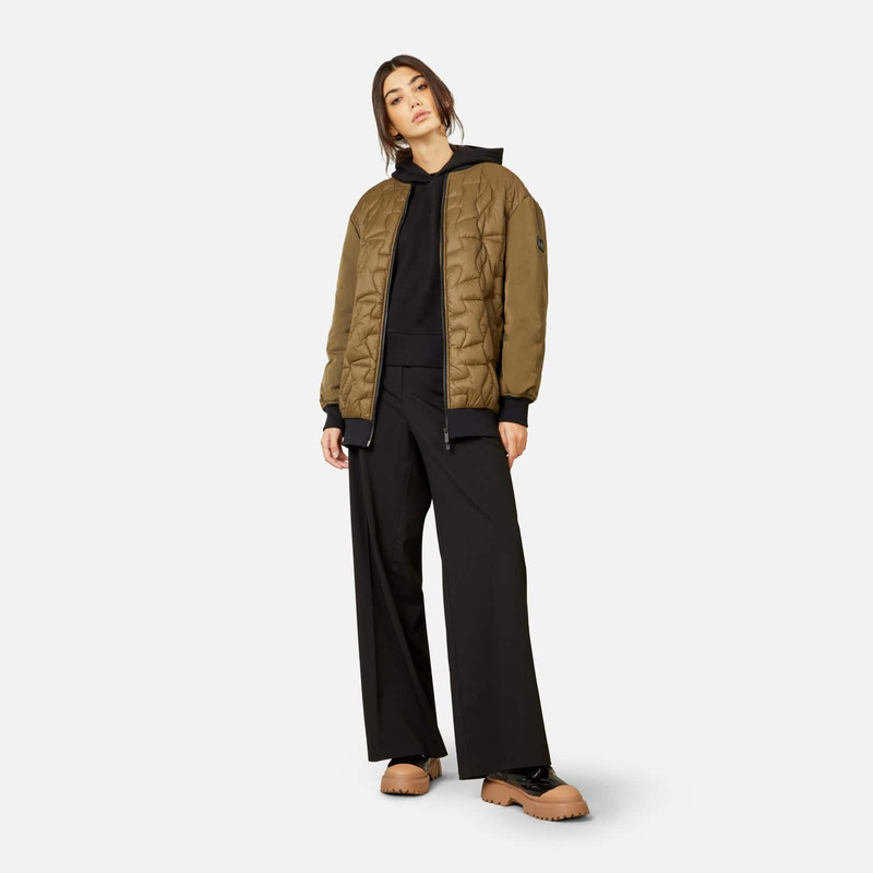 HOGAN Long Quilted Bomber Jacket Green outlook