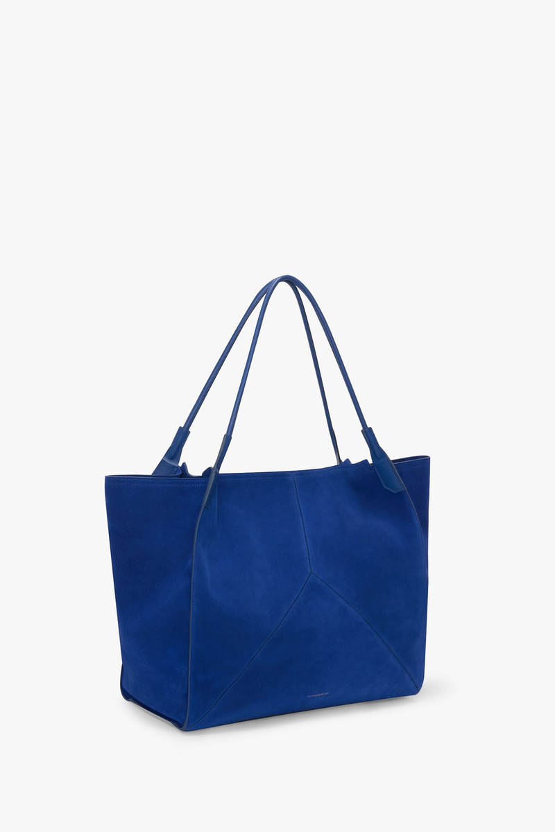 XL Victoria Tote In Sapphire Blue Suede 2
