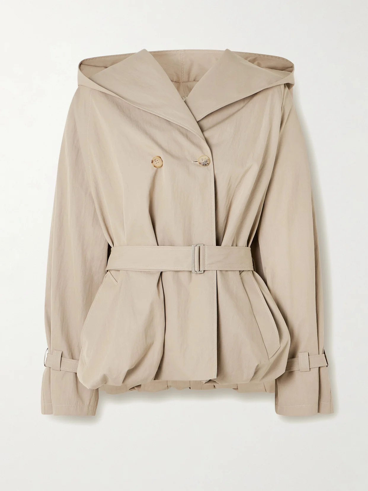 Hooded Belted Cotton-blend Jacket - 1