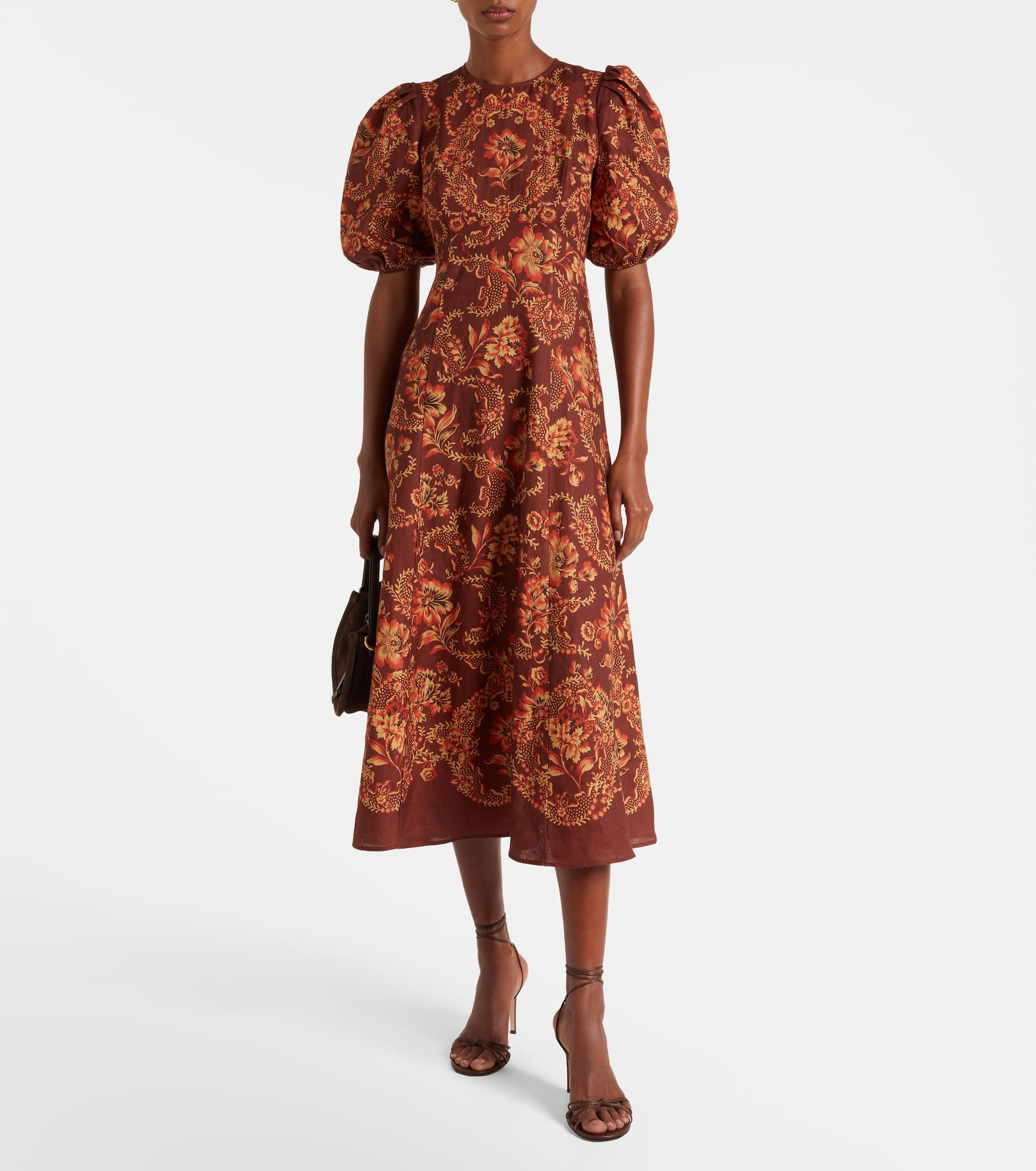 Seraphina printed linen midi dress - 2