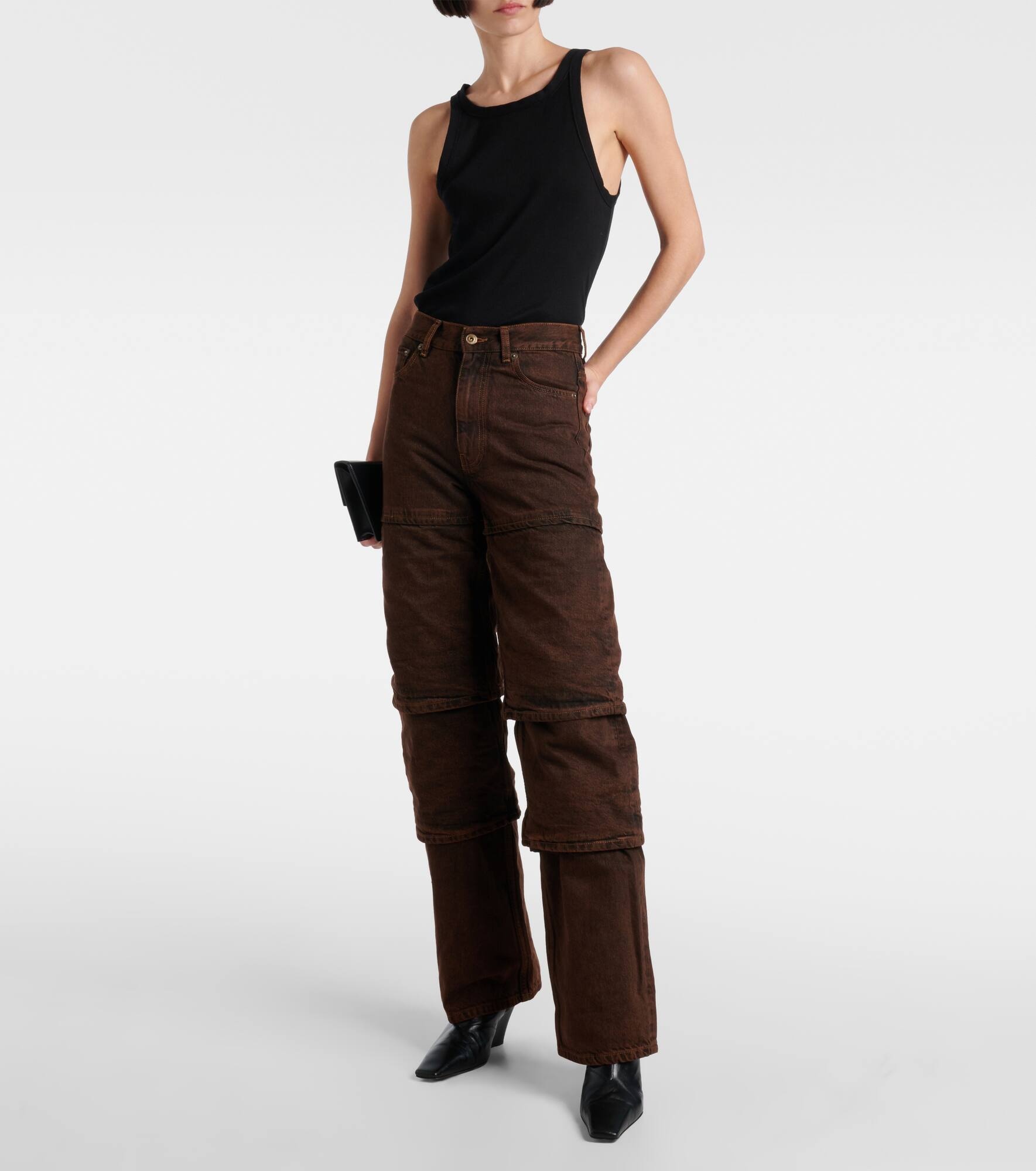 Layered high-rise wide-leg jeans - 7