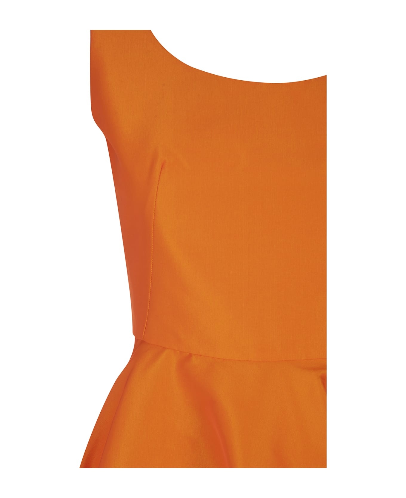 Asymmetrical And Draped Dress In Orange - 3