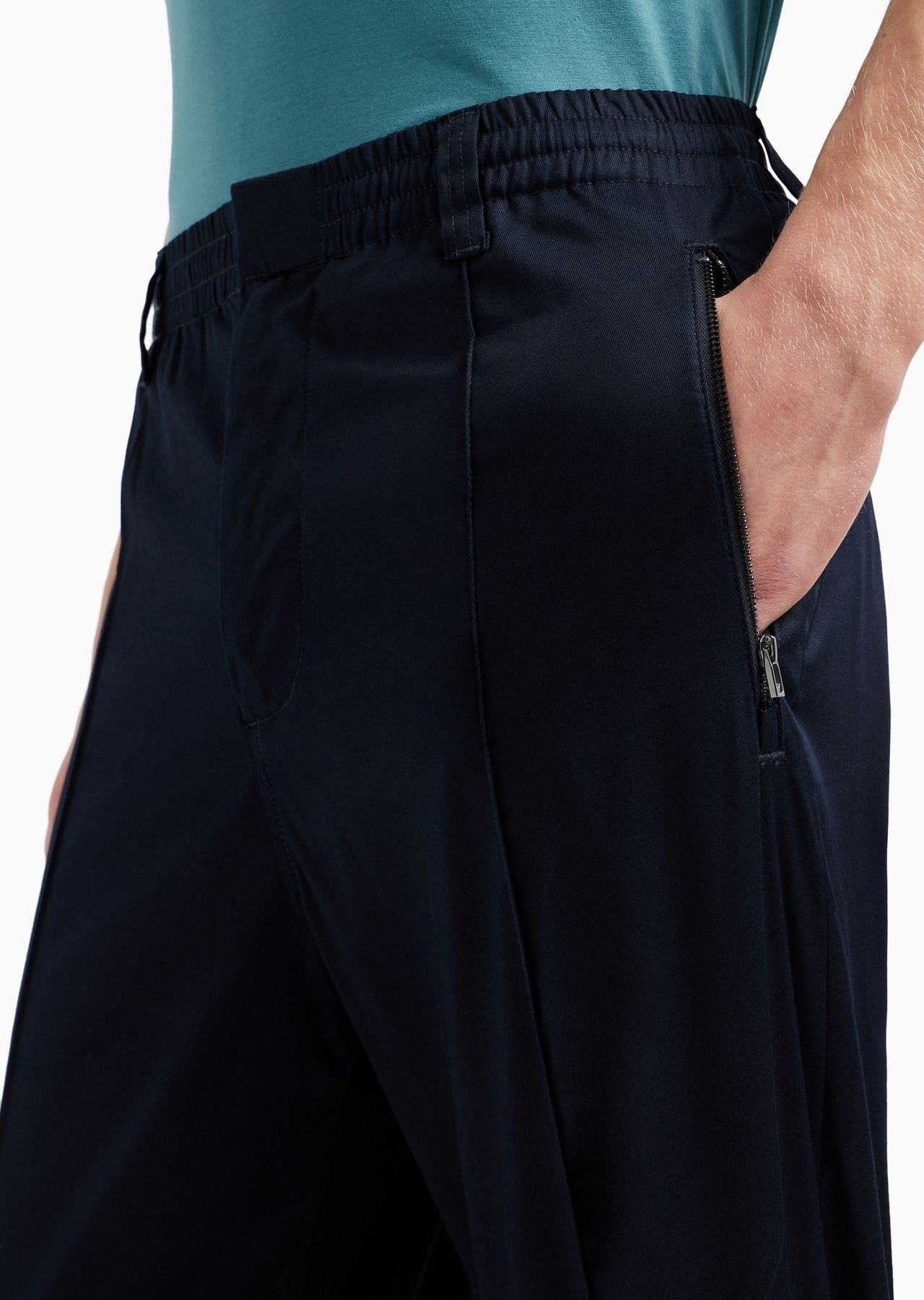 Comfortable cotton twill trousers with centre crease and stretch cuffs - 5