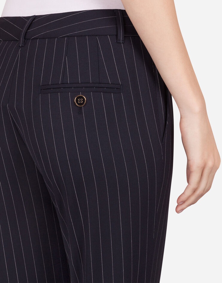 Low-rise pants in pin-stripe woolen fabric - 4