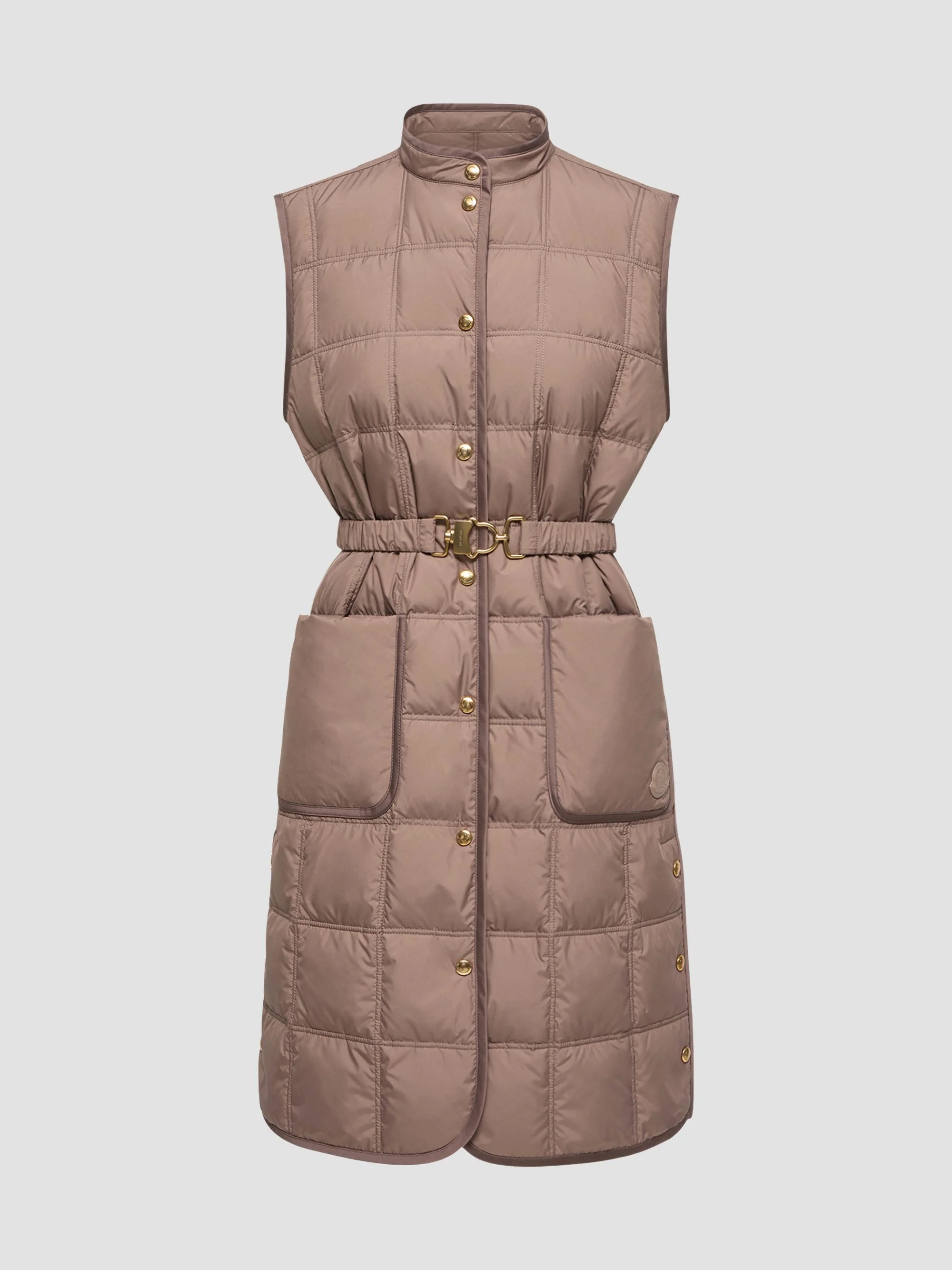 Women's Cygnette Long Puffer Vest - Brown - 1
