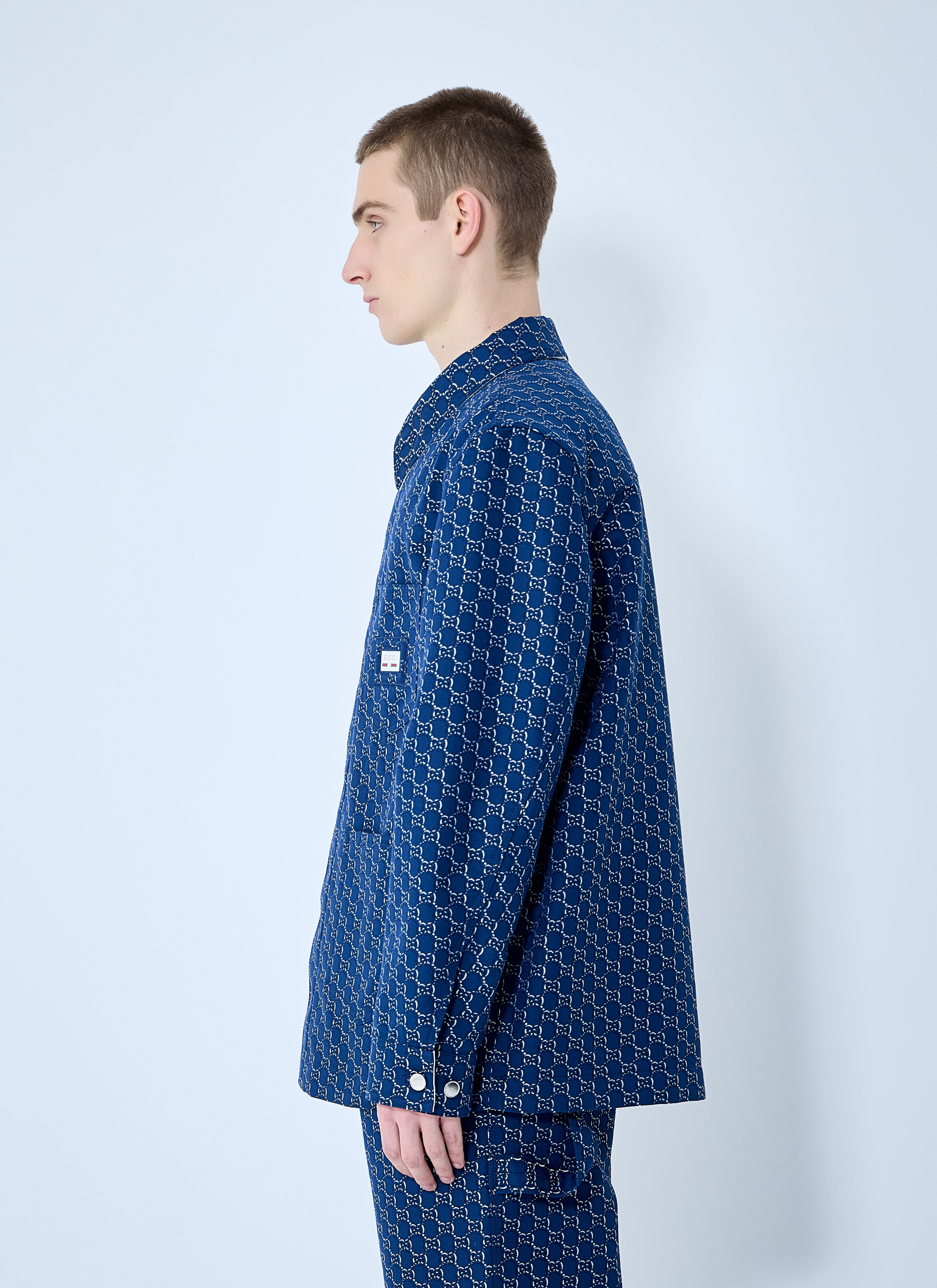 Cotton Jacquard Jacket With GG Shadow - 3
