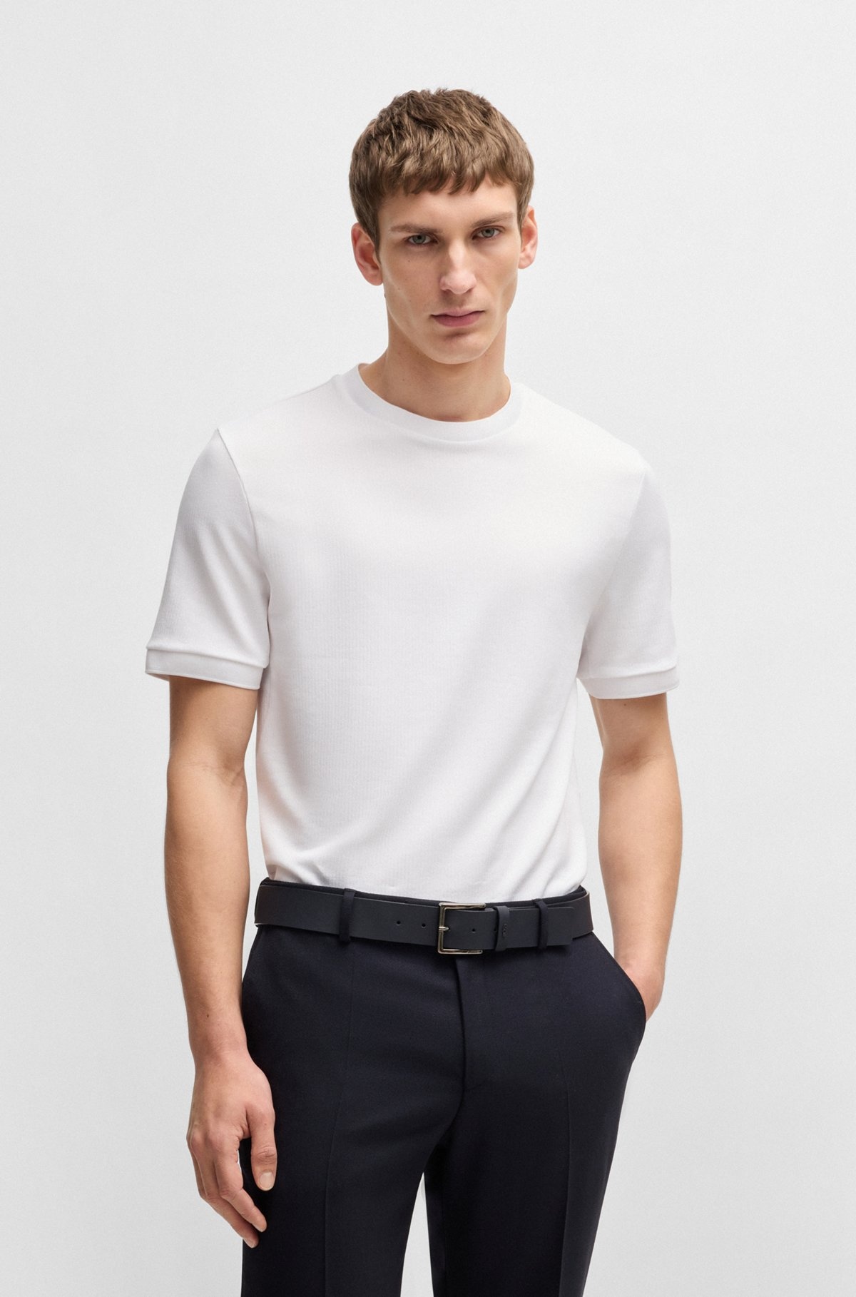 REGULAR-FIT T-SHIRT IN SEERSUCKER FABRIC - 2