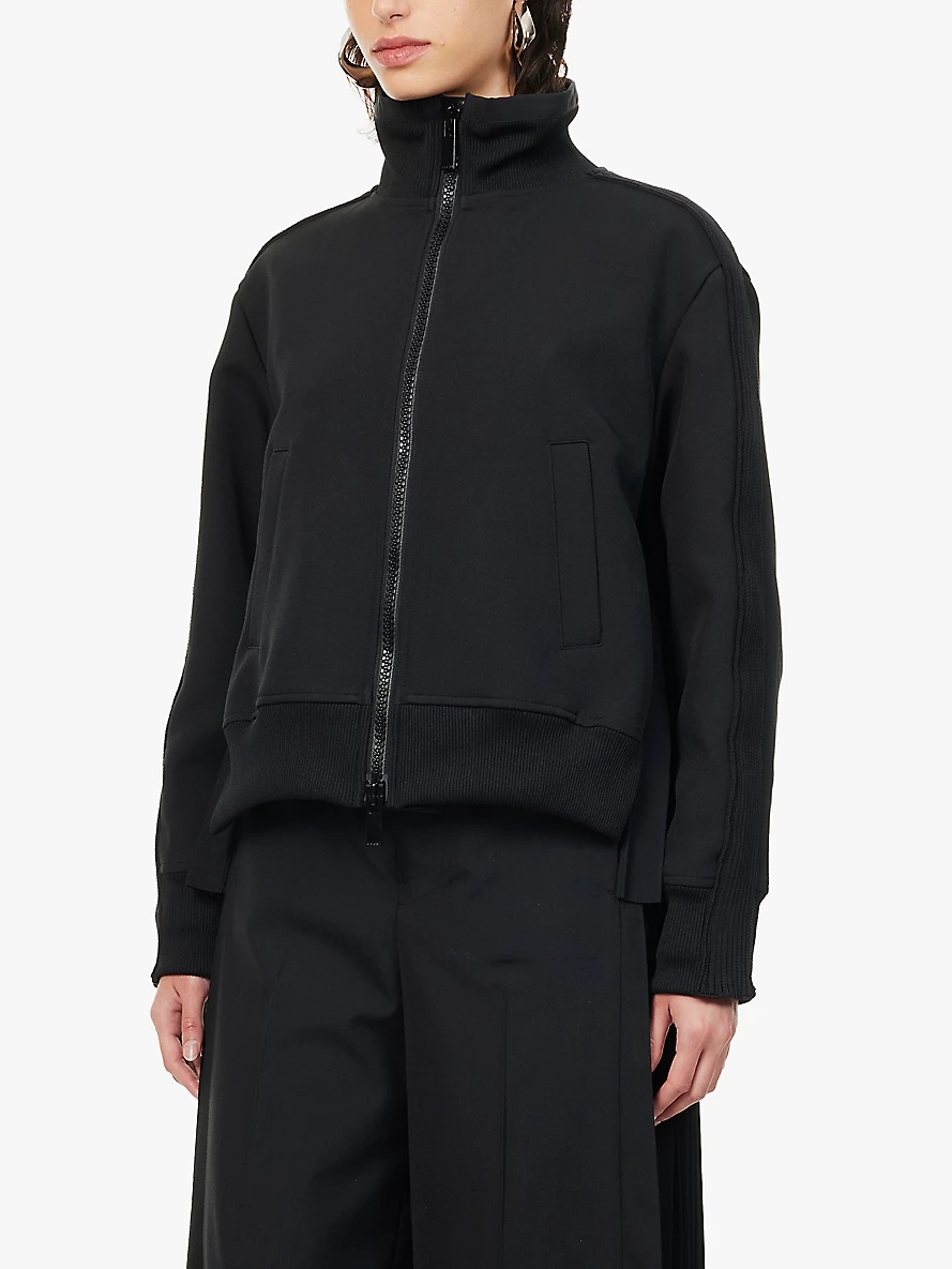 Zip-front pleated-panel woven track jacket - 3