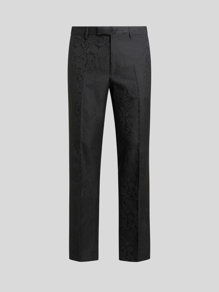 FLORAL LEAFY JACQUARD EVENING TROUSERS - 1