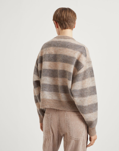 Brunello Cucinelli Striped mohair and wool double layer sweater outlook