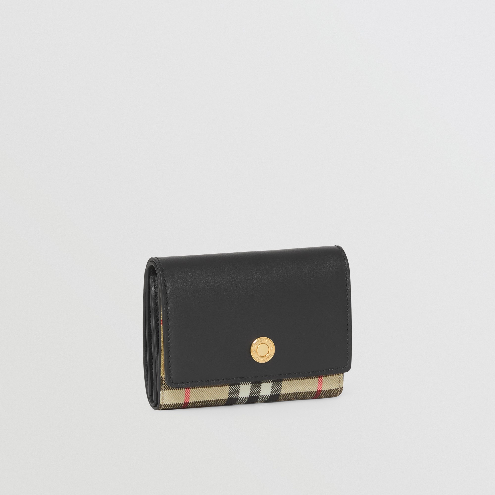 Vintage Check and Leather Small Folding Wallet - 4