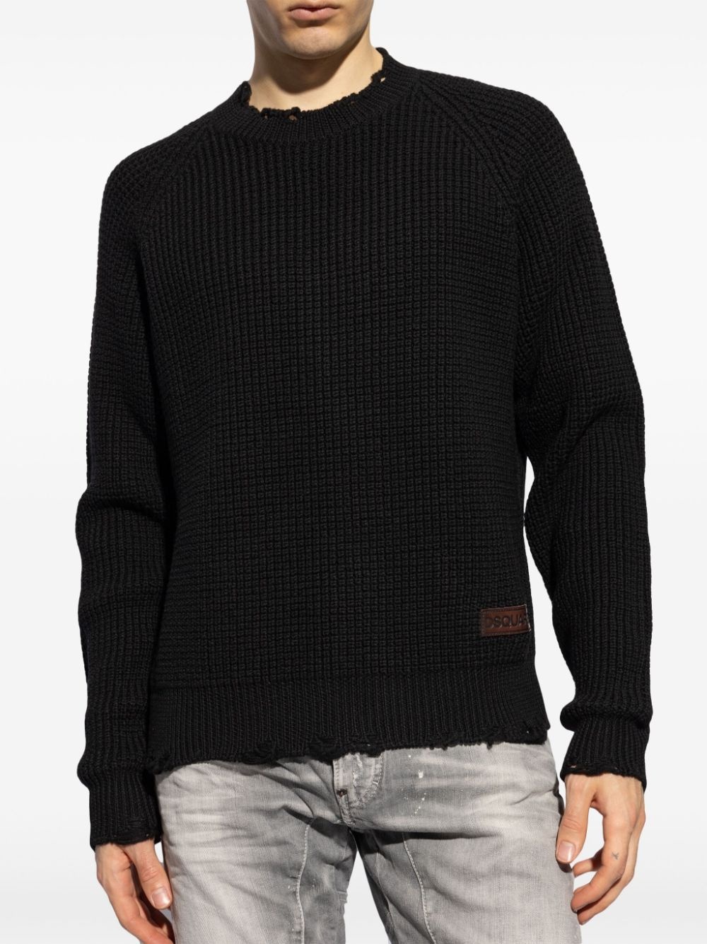 logo-patch waffle-knit jumper - 3