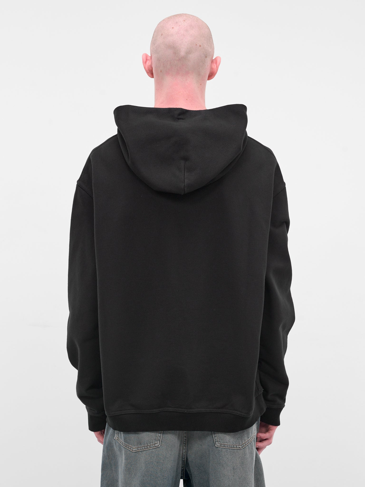 Black Reversed Logo Embroidery Hoodie - 3