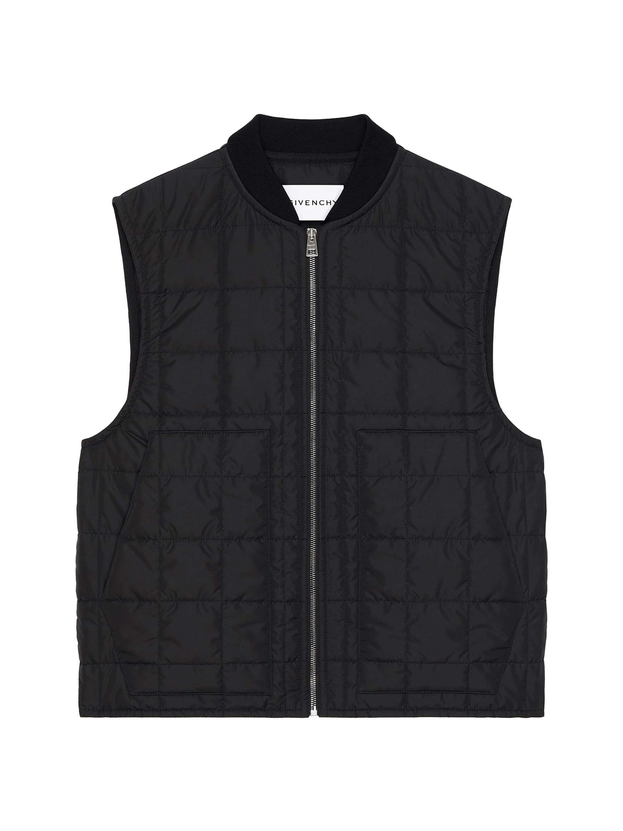 Men's Couture Seam Quilted Sleeveless Blouson Vest - Black - 1