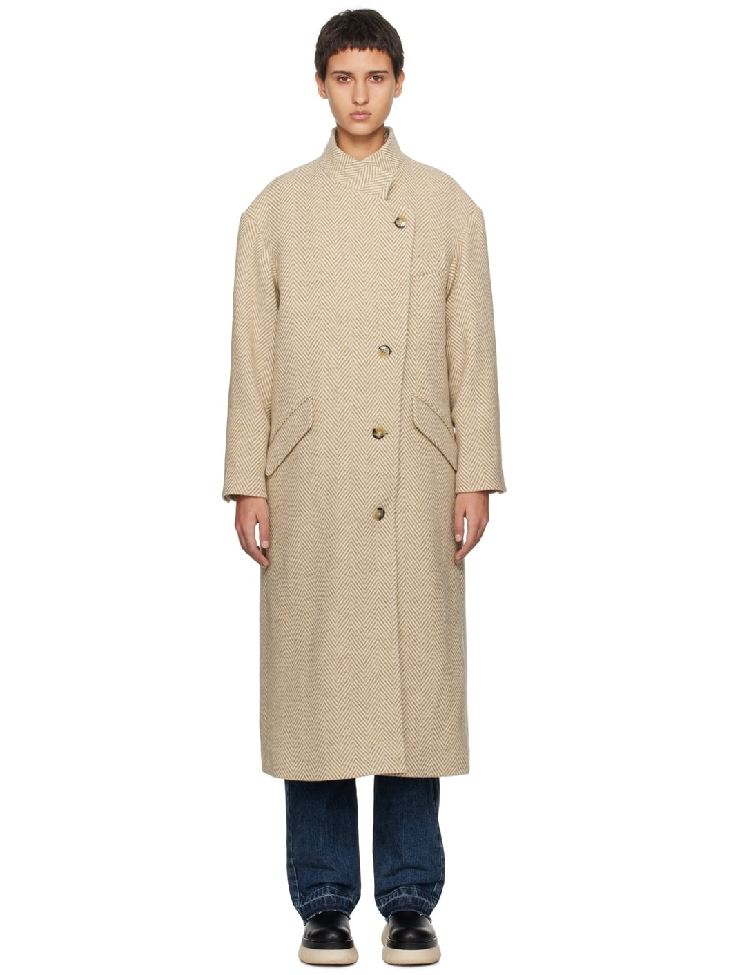 Beige & White Sabine Coat - 1
