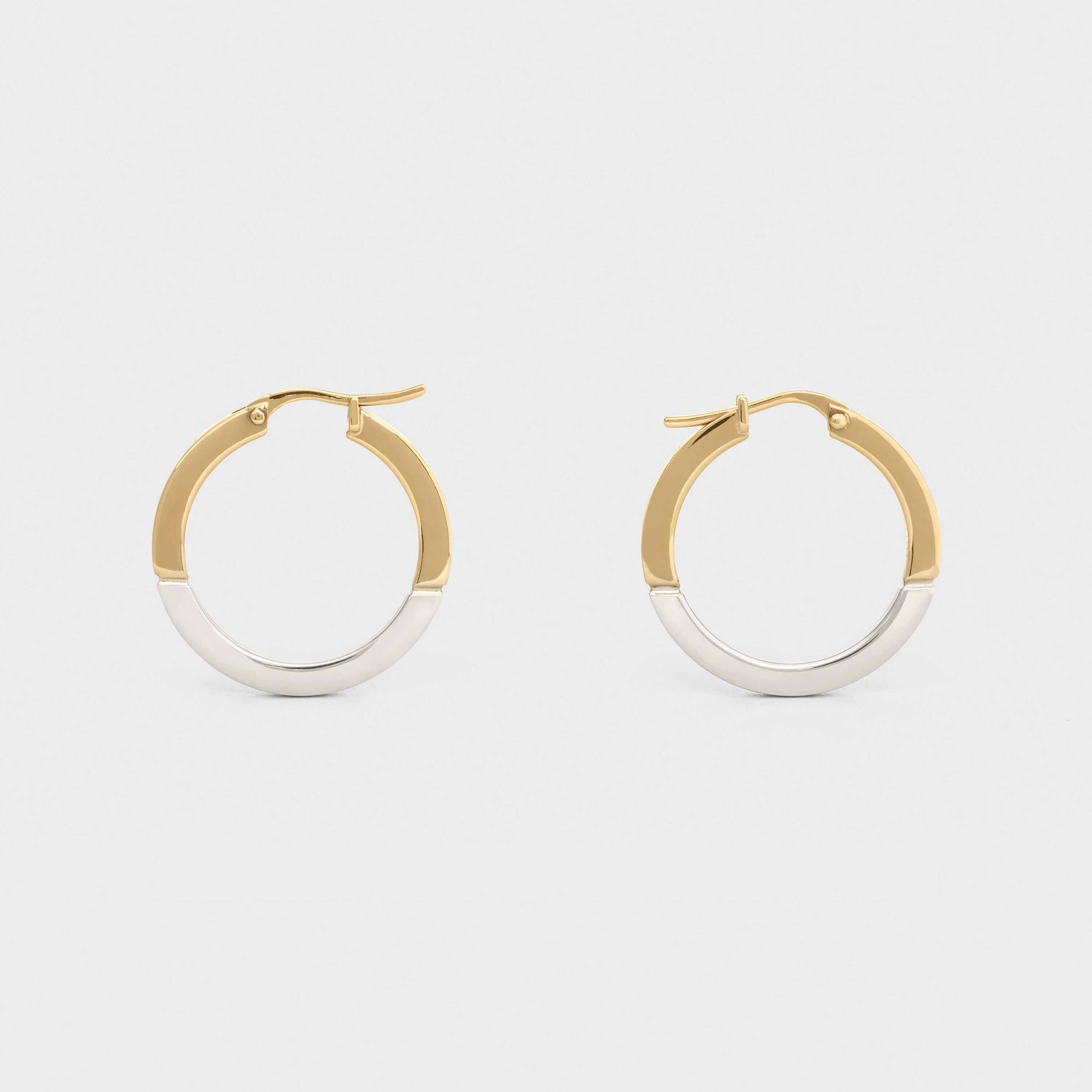 SIMPLE FORMS HOOPS  IN  BRASS WITH RHODIUM AND GOLD FINISH - 1