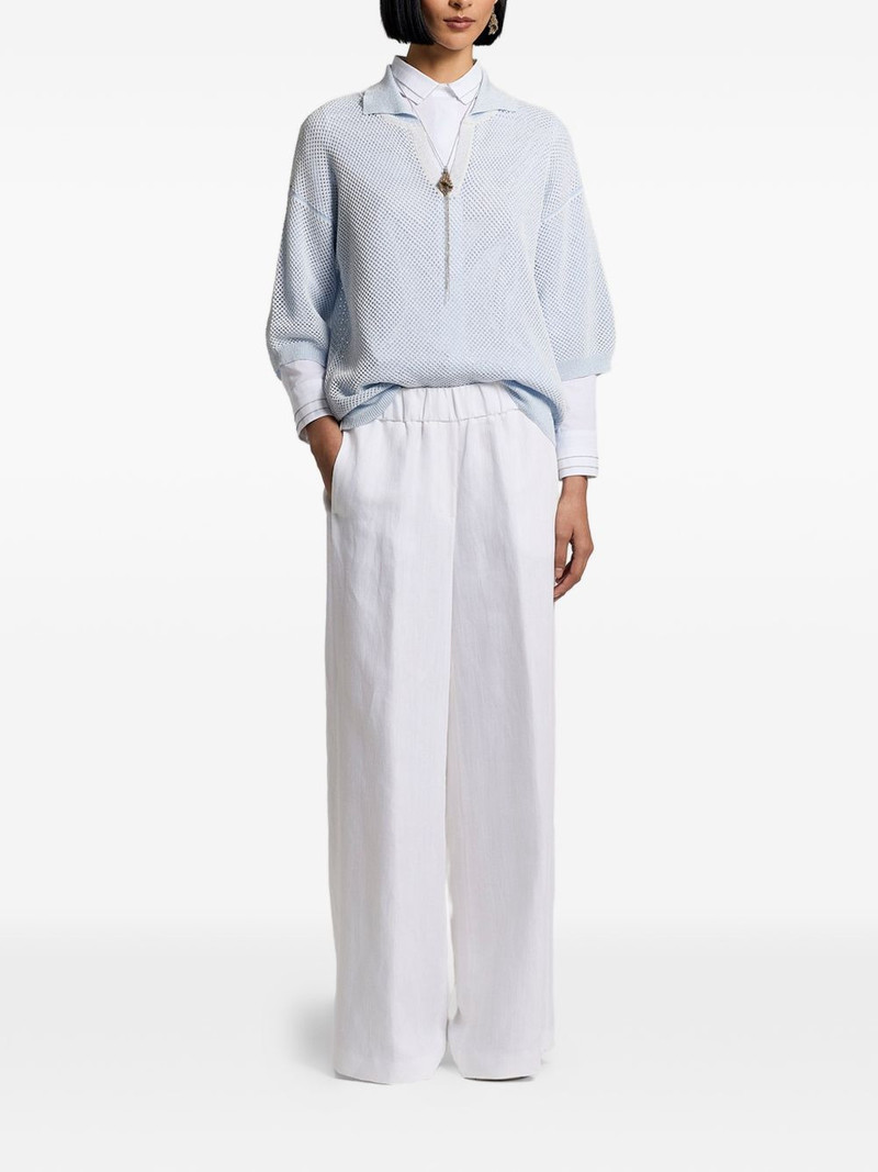 PESERICO sequinned cotton yarn polo shirt outlook