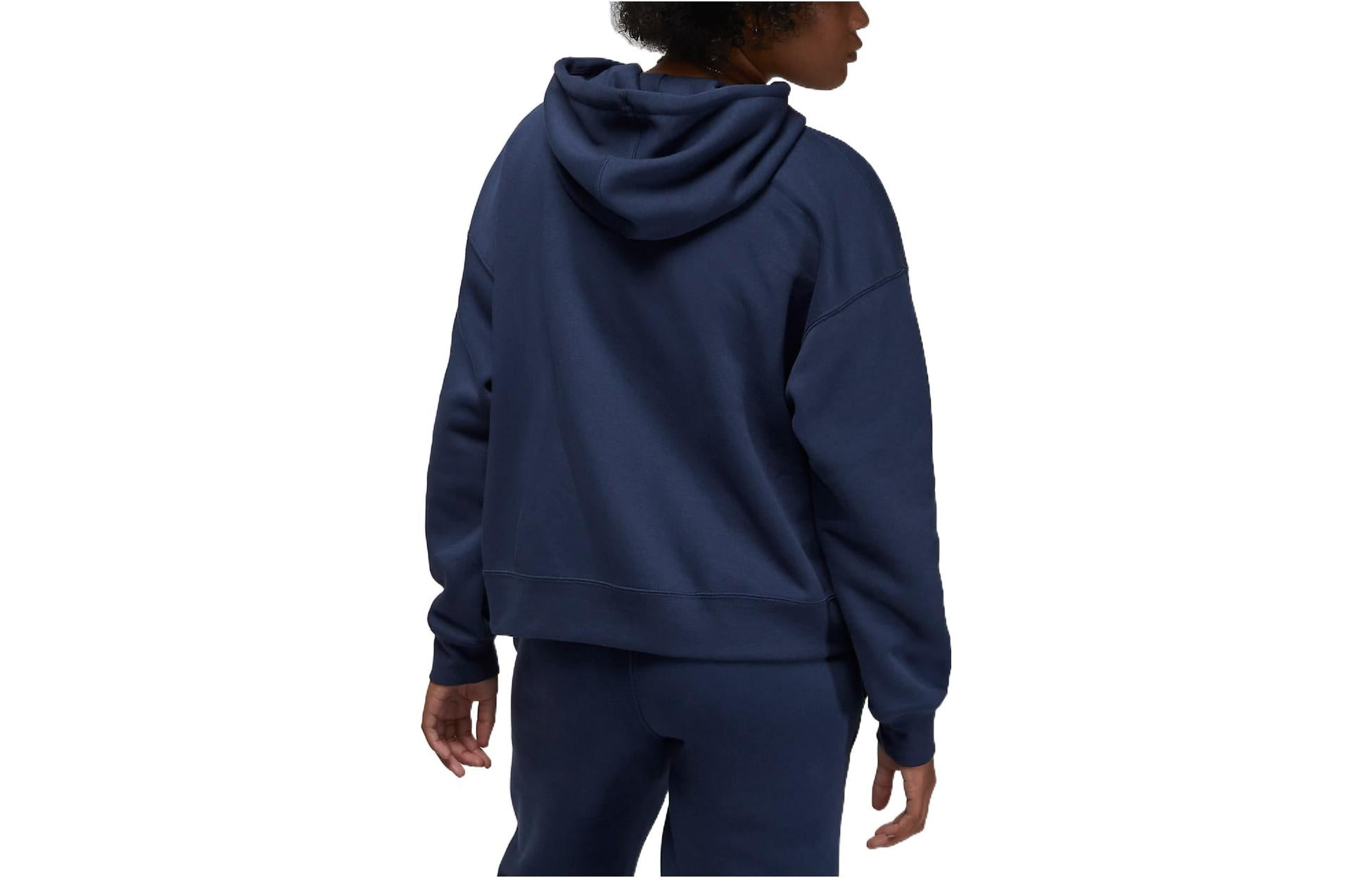 (WMNS) Air Jordan Logo Fleece Hoodie 'Navy' DQ4459-410 - 2
