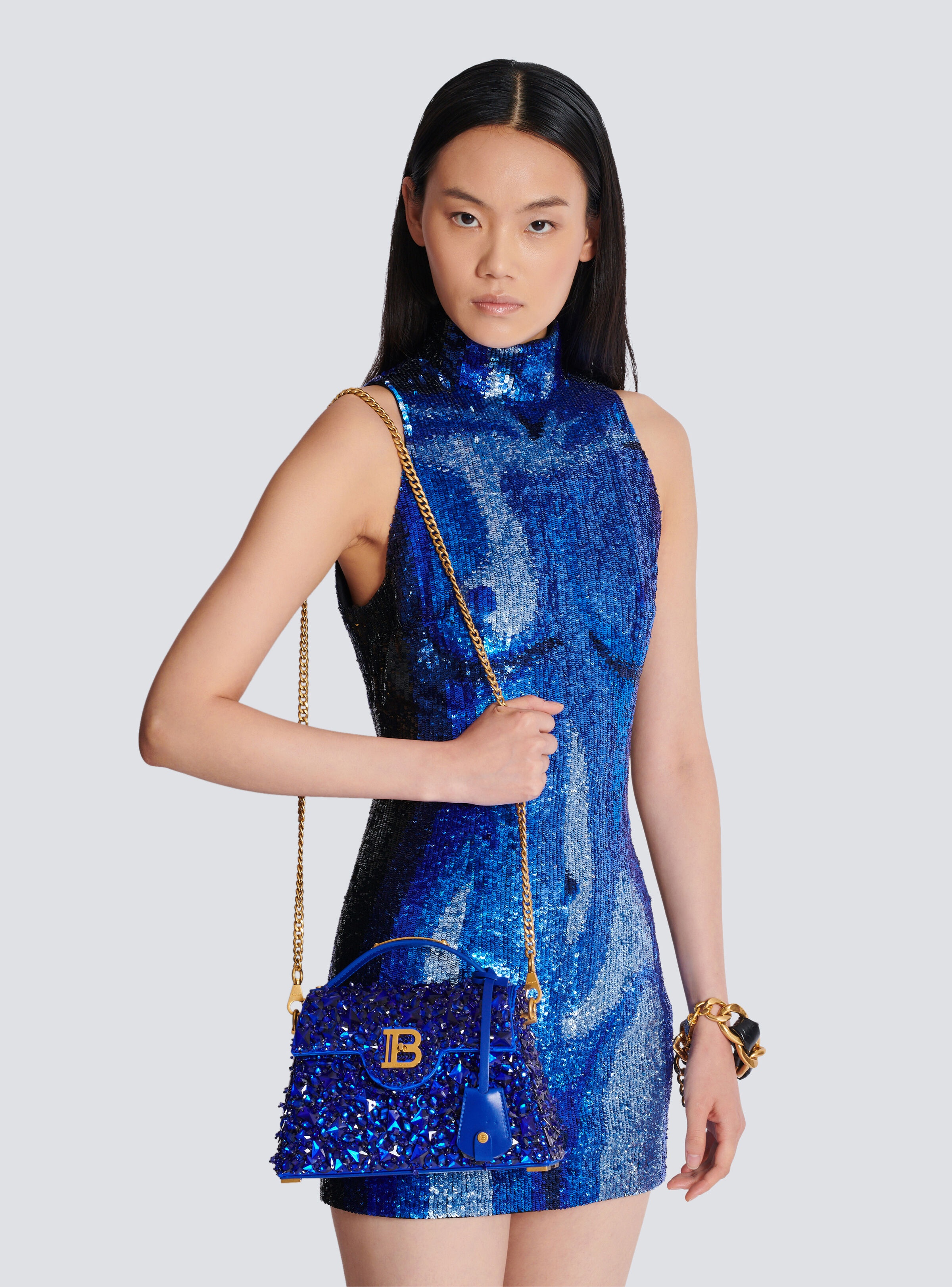 B-Buzz Dynasty bag in leather and embroidered satin - 8