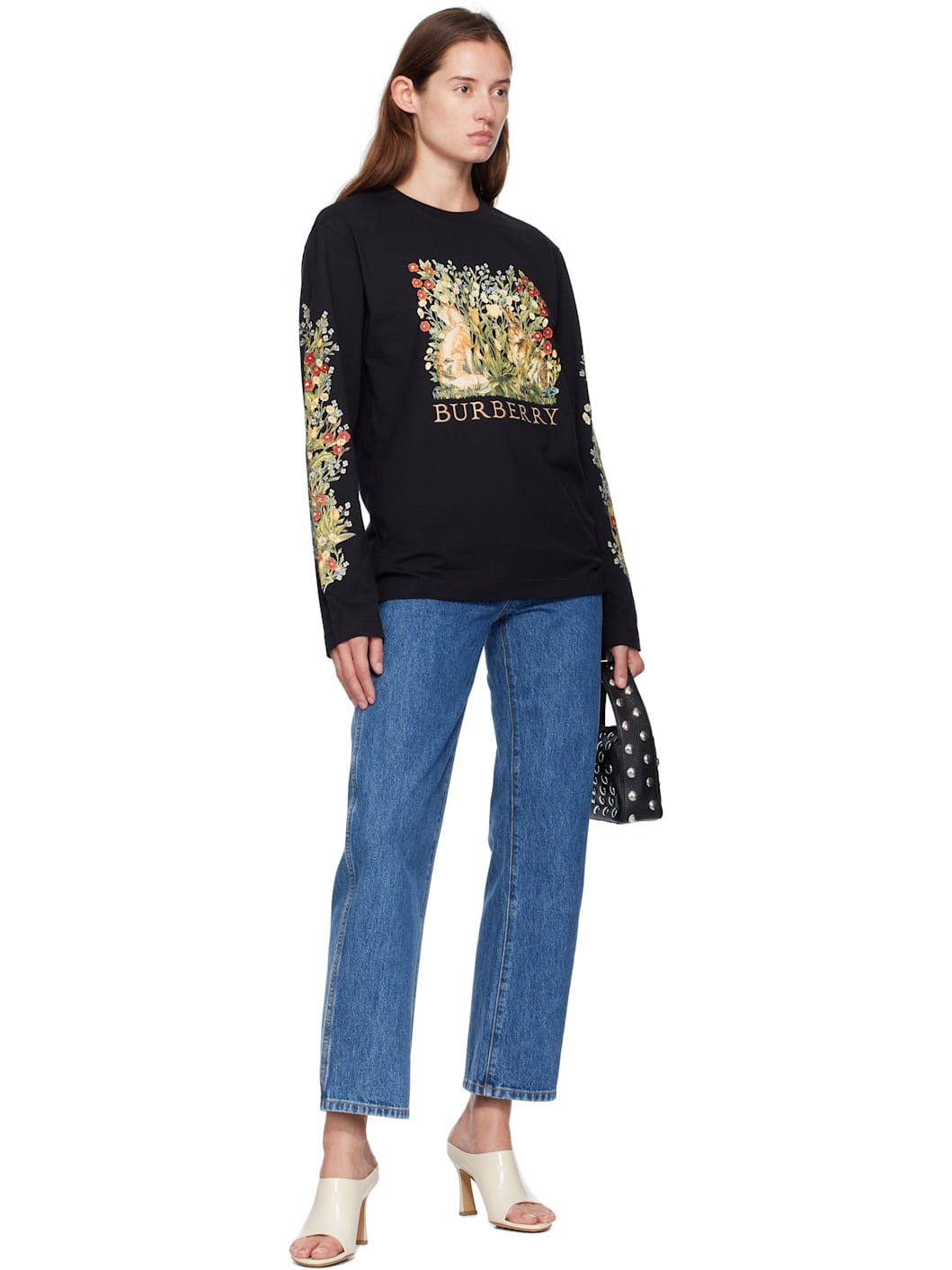 Black Long-Sleeve Forest Cotton T-shirt - 4