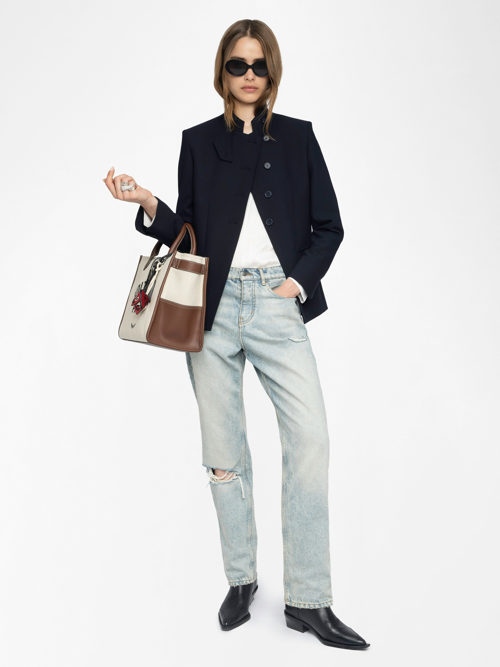 Verysa Navy Asymmetrical Blazer - 4