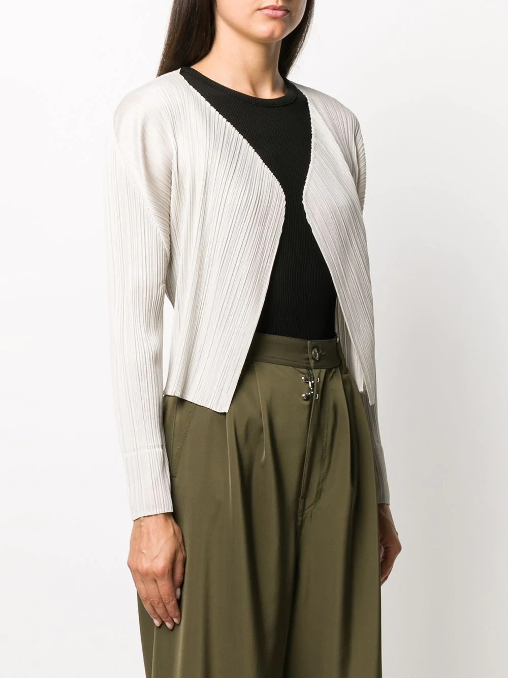 pleated long-sleeved jacket - 3