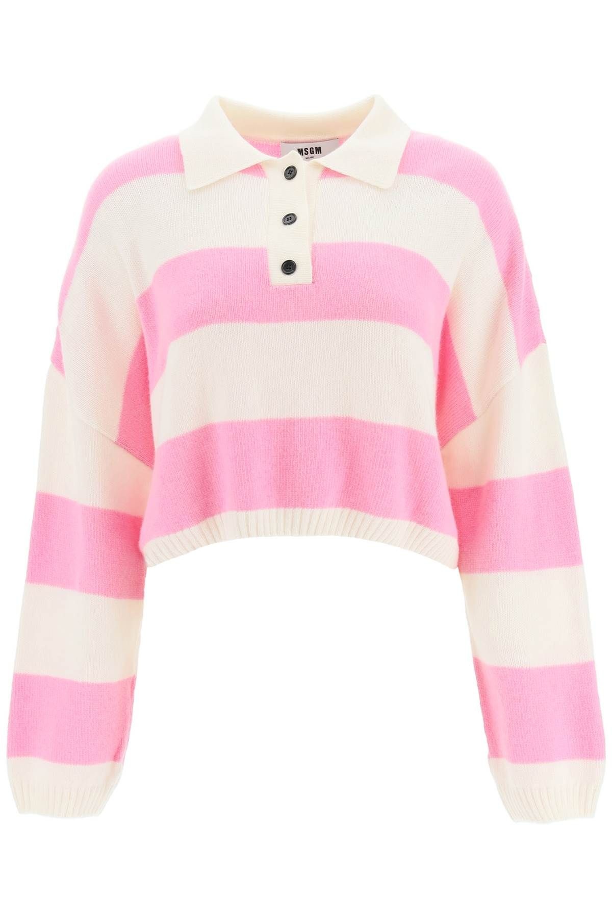 STRIPED BOXY KNIT POLO - 1