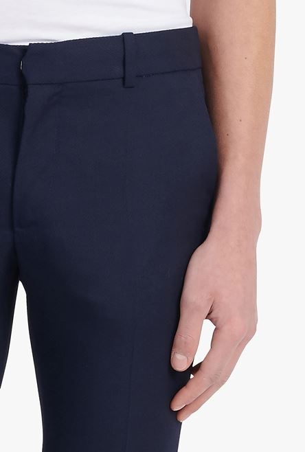 Navy blue wool fitted pants - 8