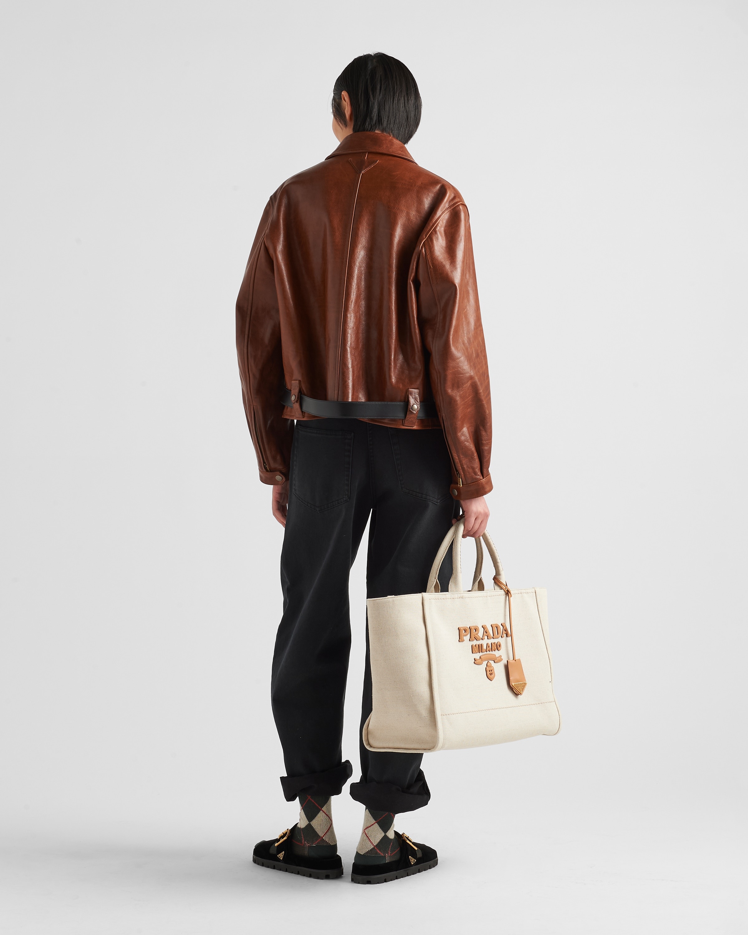 Leather jacket with belt - 5