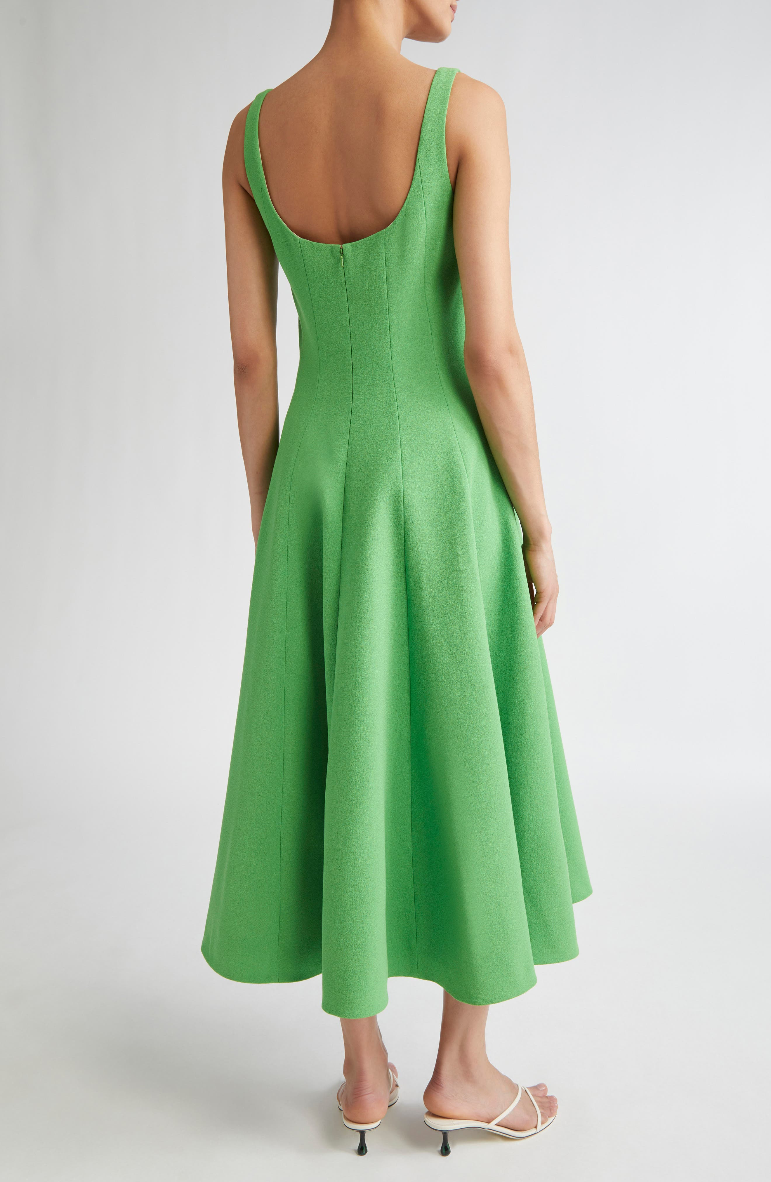 Emilia Wickstead Collins Gathered Wool Crepe A-Line Dress in Fresh Green at Nordstrom - 3
